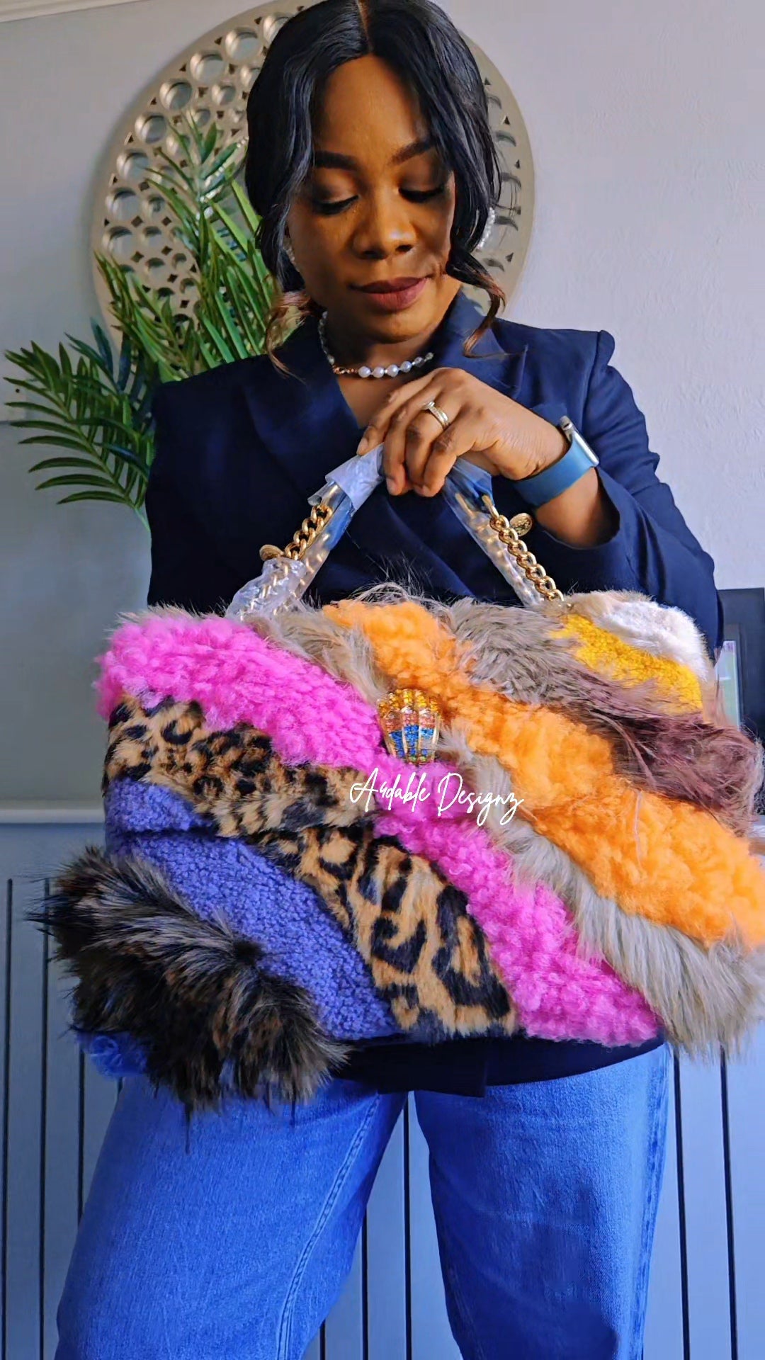 XXL Fur Detail Bag Kurt Geiger KG - Authentic Retail Product