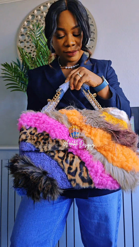 XXL Fur Detail Bag Kurt Geiger KG - Authentic Retail Product