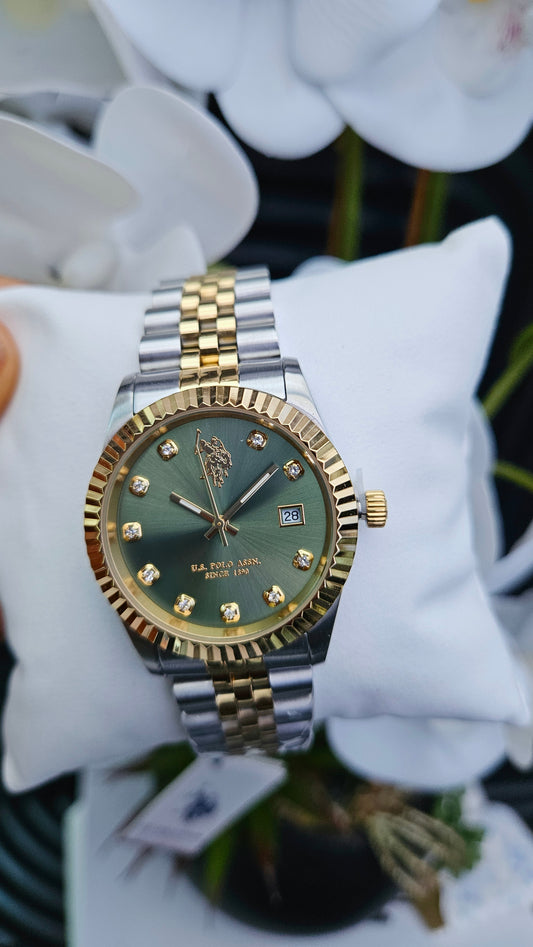 US Polo Assn  Silver Tone & Gold Tone Stainless Steel Watch - Authentic Retail Product
