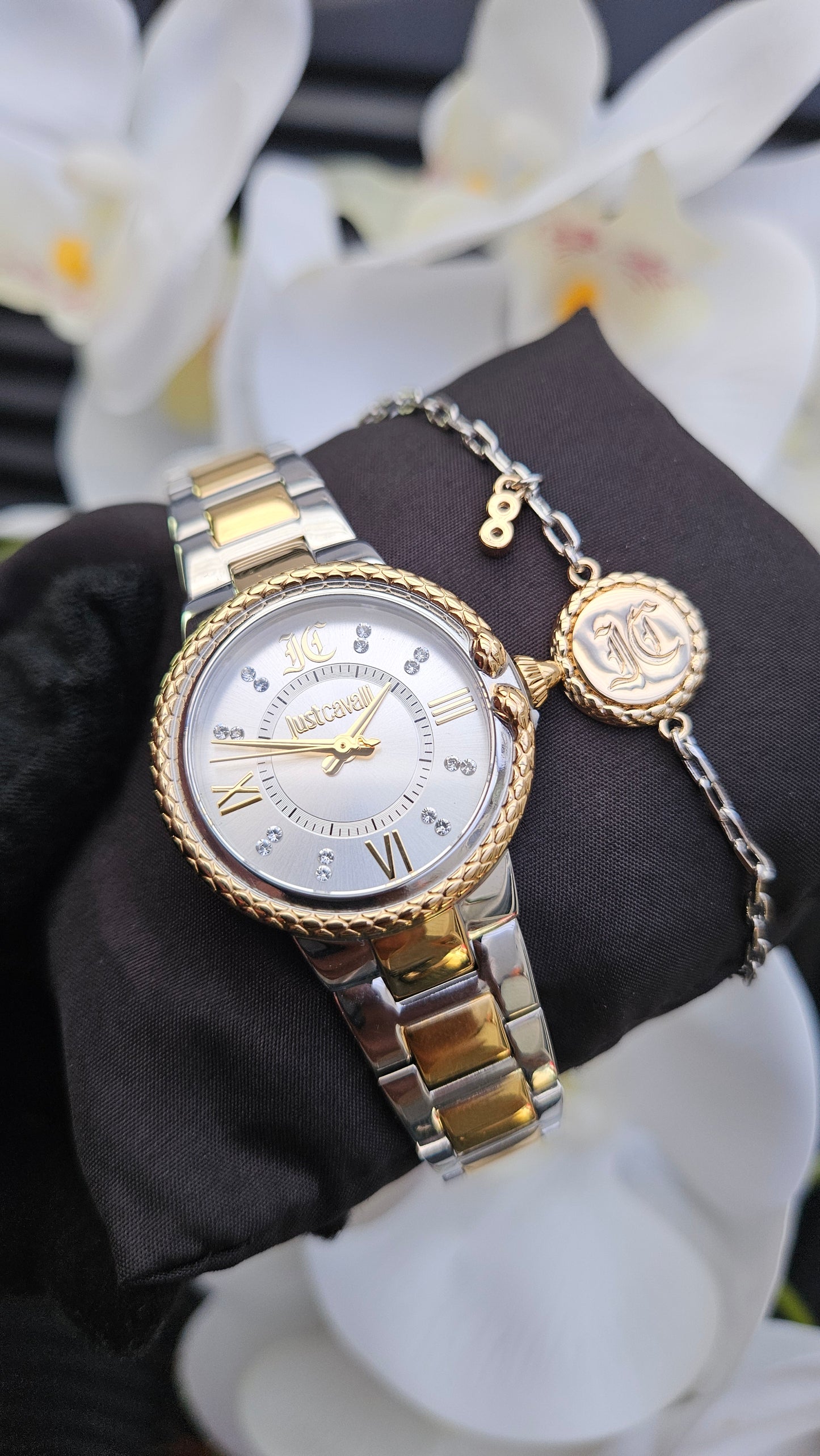J.C Dual Tone Watch & Bracelet Set