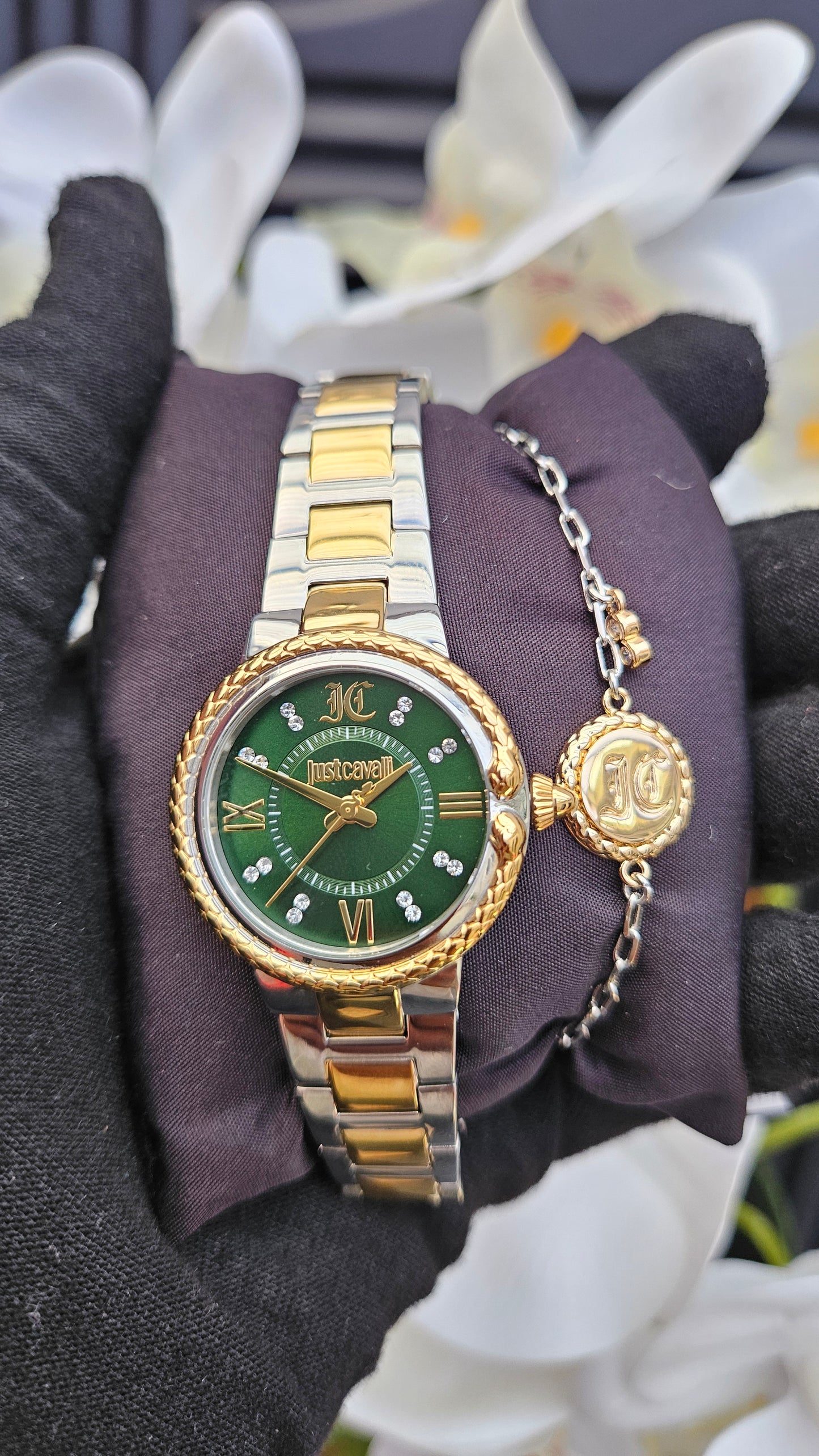 J.C Green Dial Watch & Bracelet Set