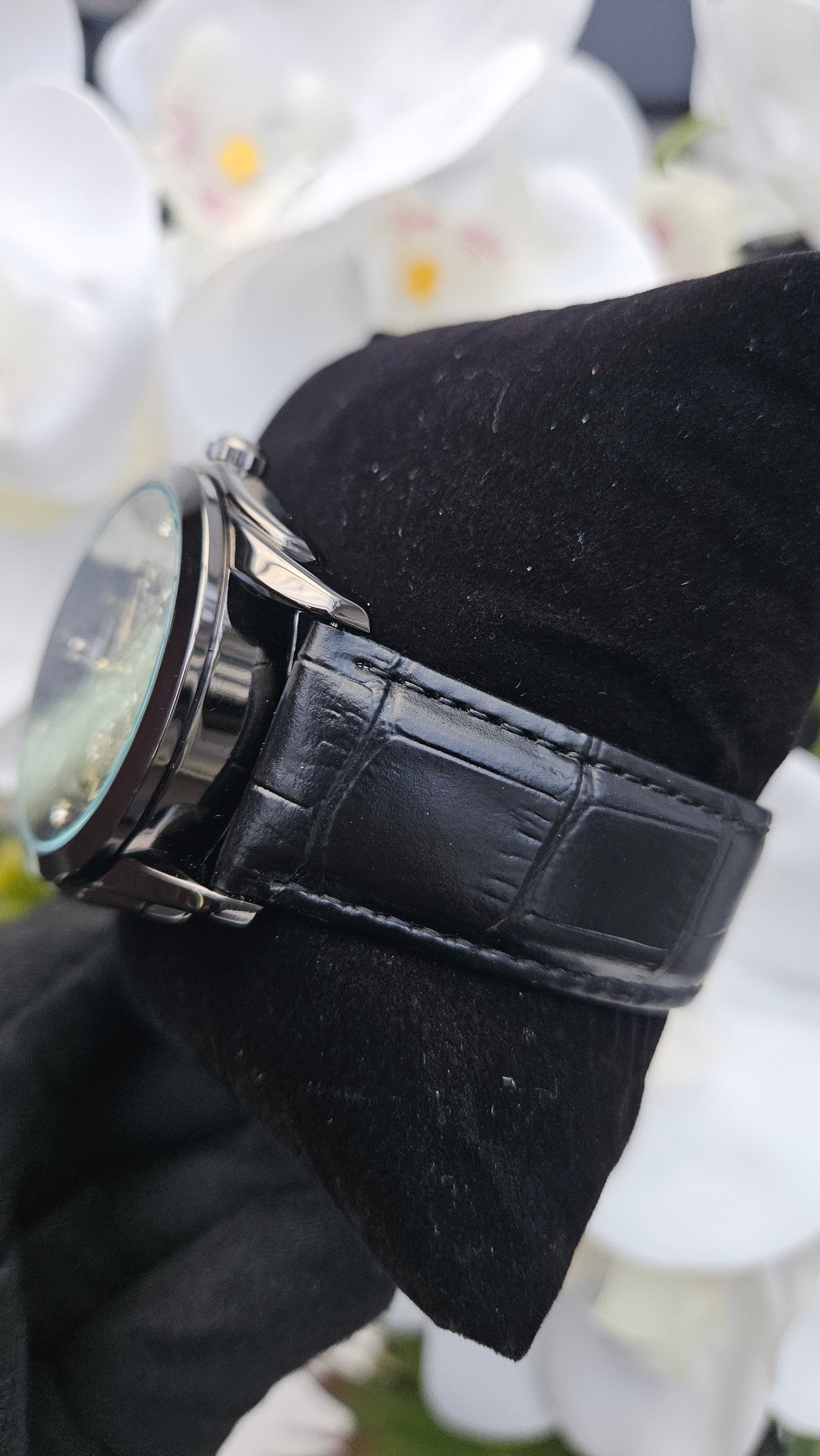 Black Leather Self Winding Watch