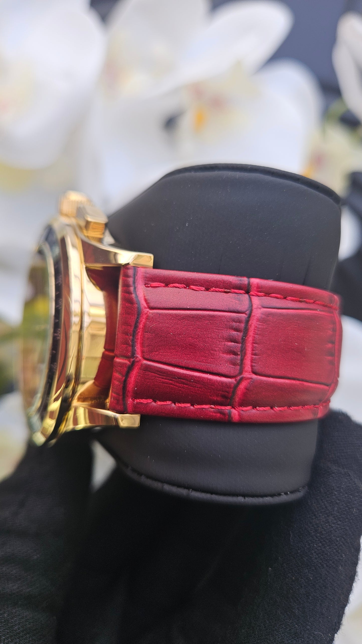 Red Leather Chronograph Watch