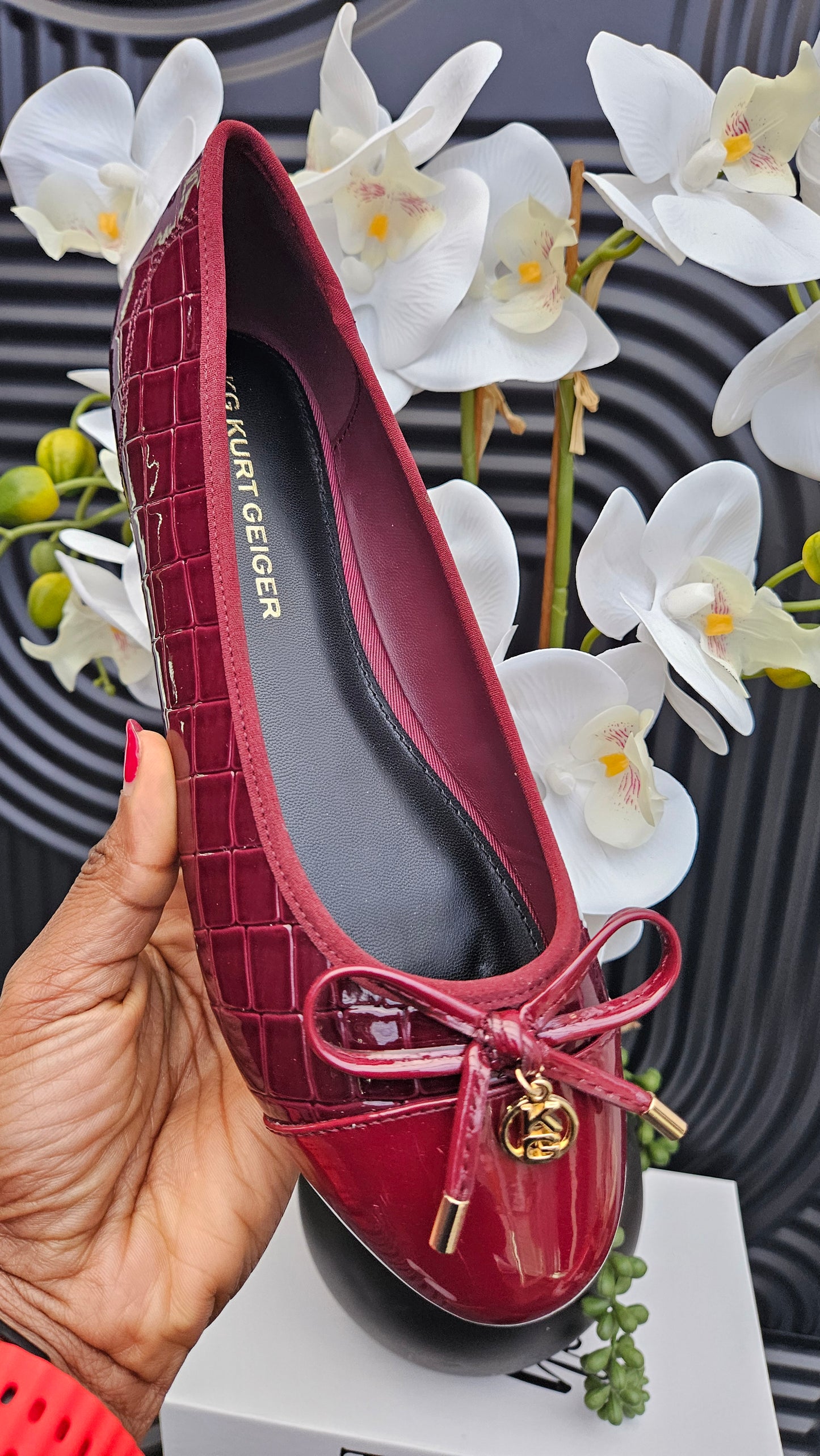 KG Wine Flat Shoe With Bow Details