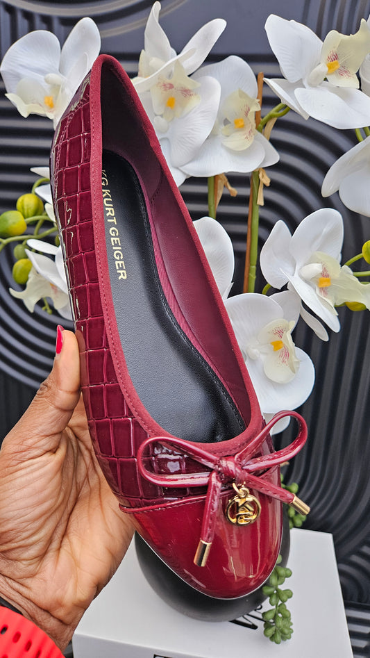 KG Wine Flat Shoe With Bow Details