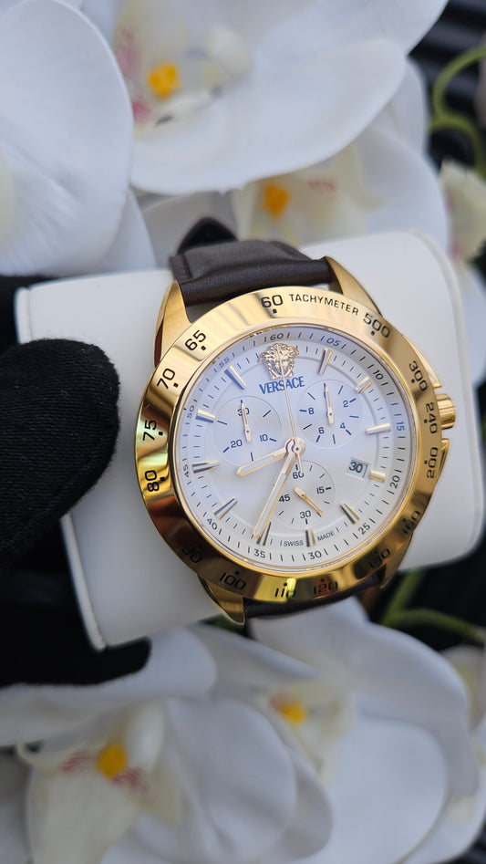 Versace White Dial Chronograph Watch - Authentic Retail Product