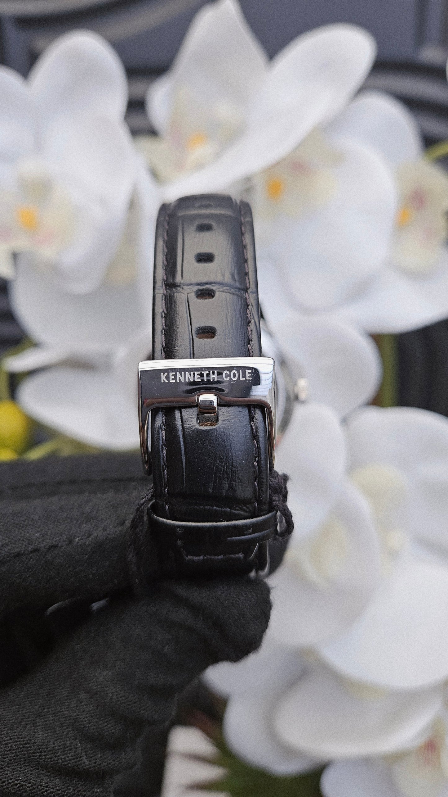 K.C Black Leather Automatic Watch