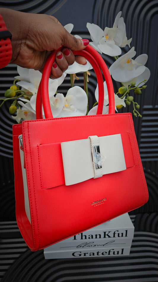 Bow detail Red bag with long Strap