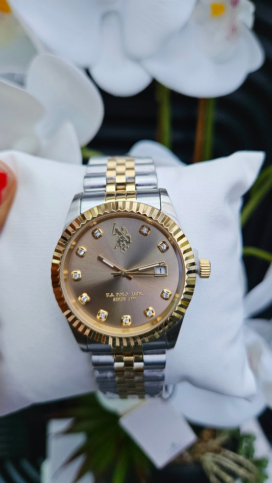 US Polo Assn Silver Tone & Gold Tone  Watch - Authentic Retail Product