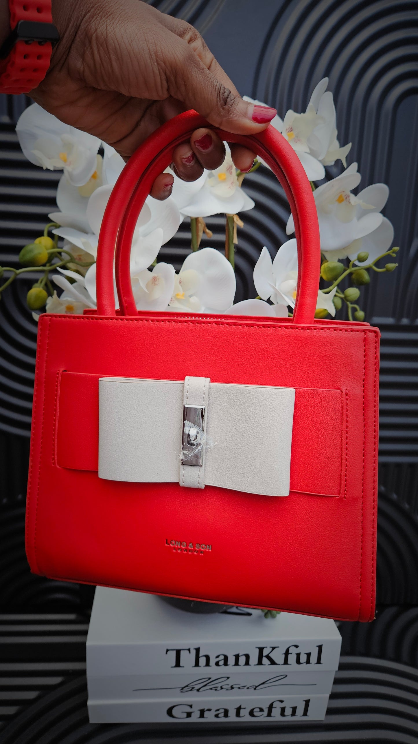Bow detail Red bag with long Strap