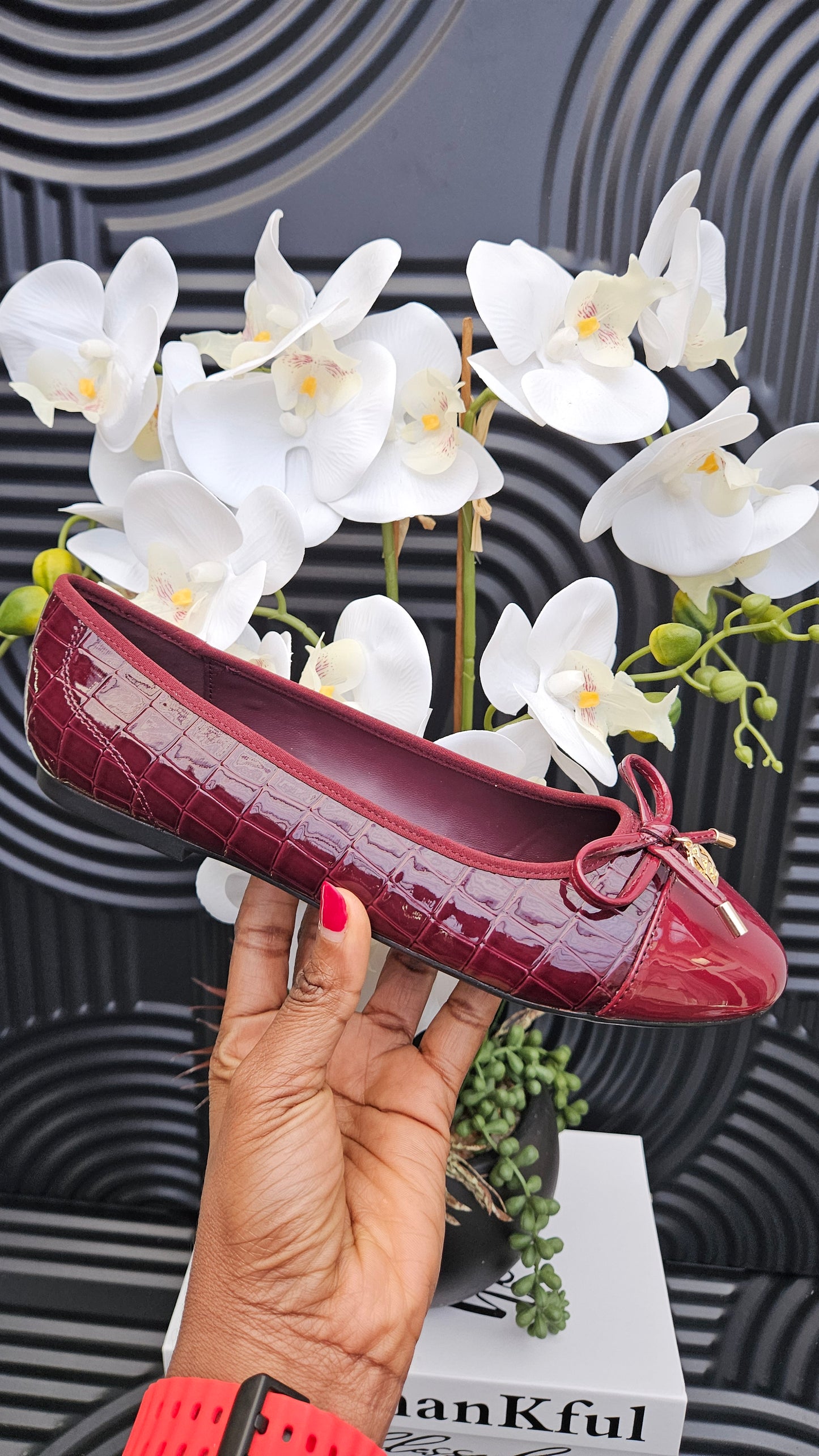 KG Wine Flat Shoe With Bow Details