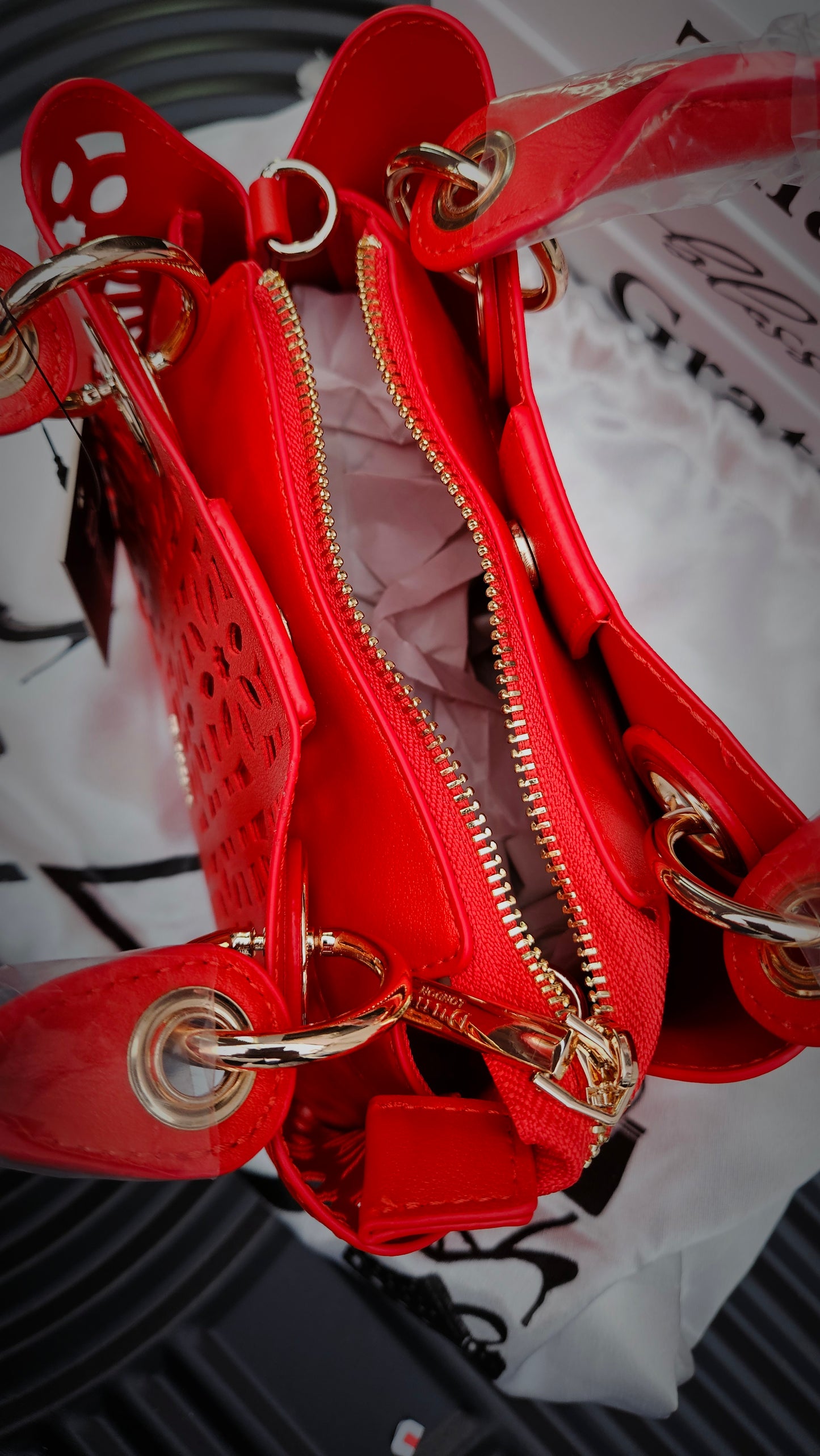 Dune Red Cut Out Crossbody Bag - Authentic Retail Product