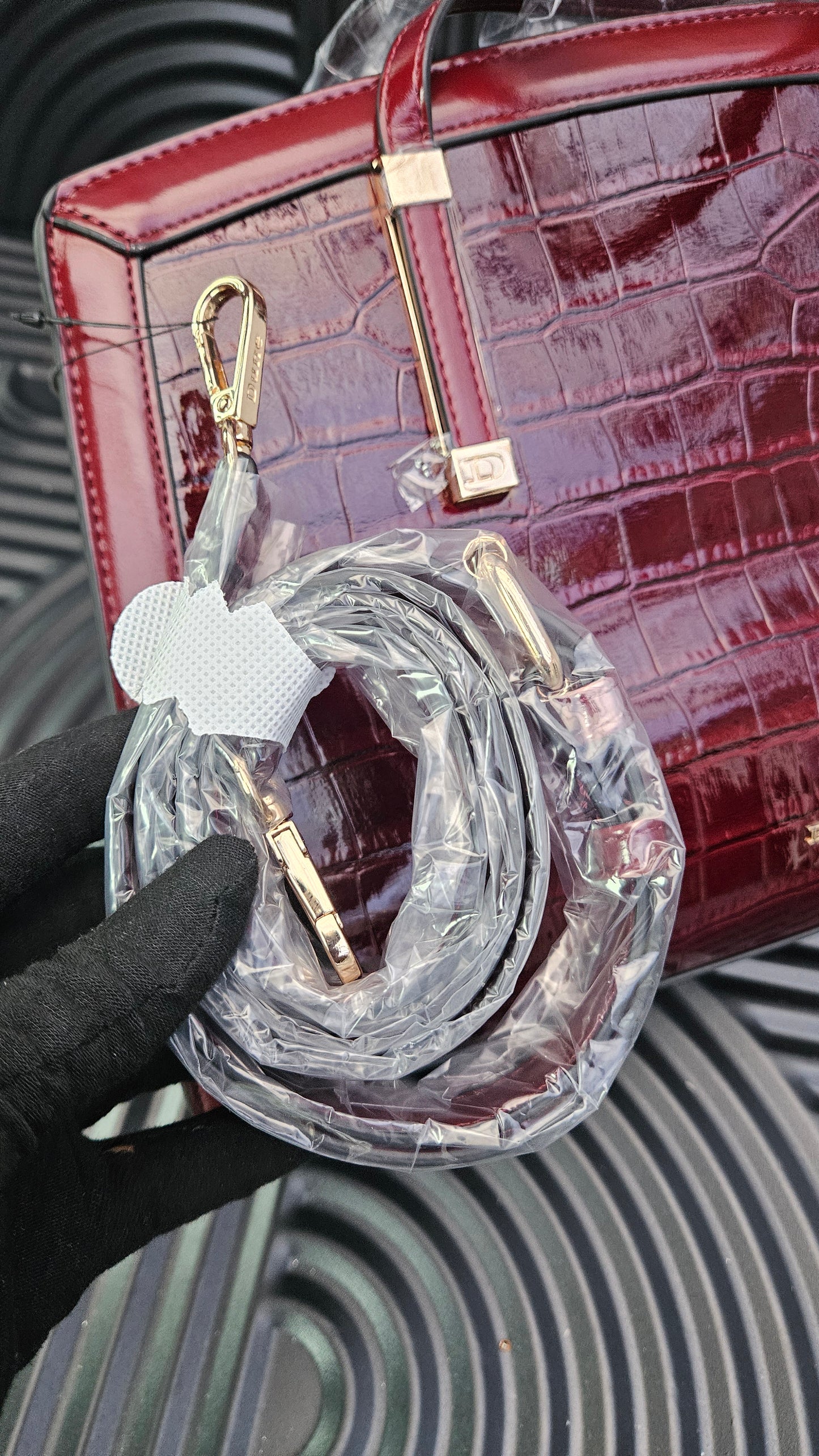 Dune Burgundy Croc Effect Shoulder Bag