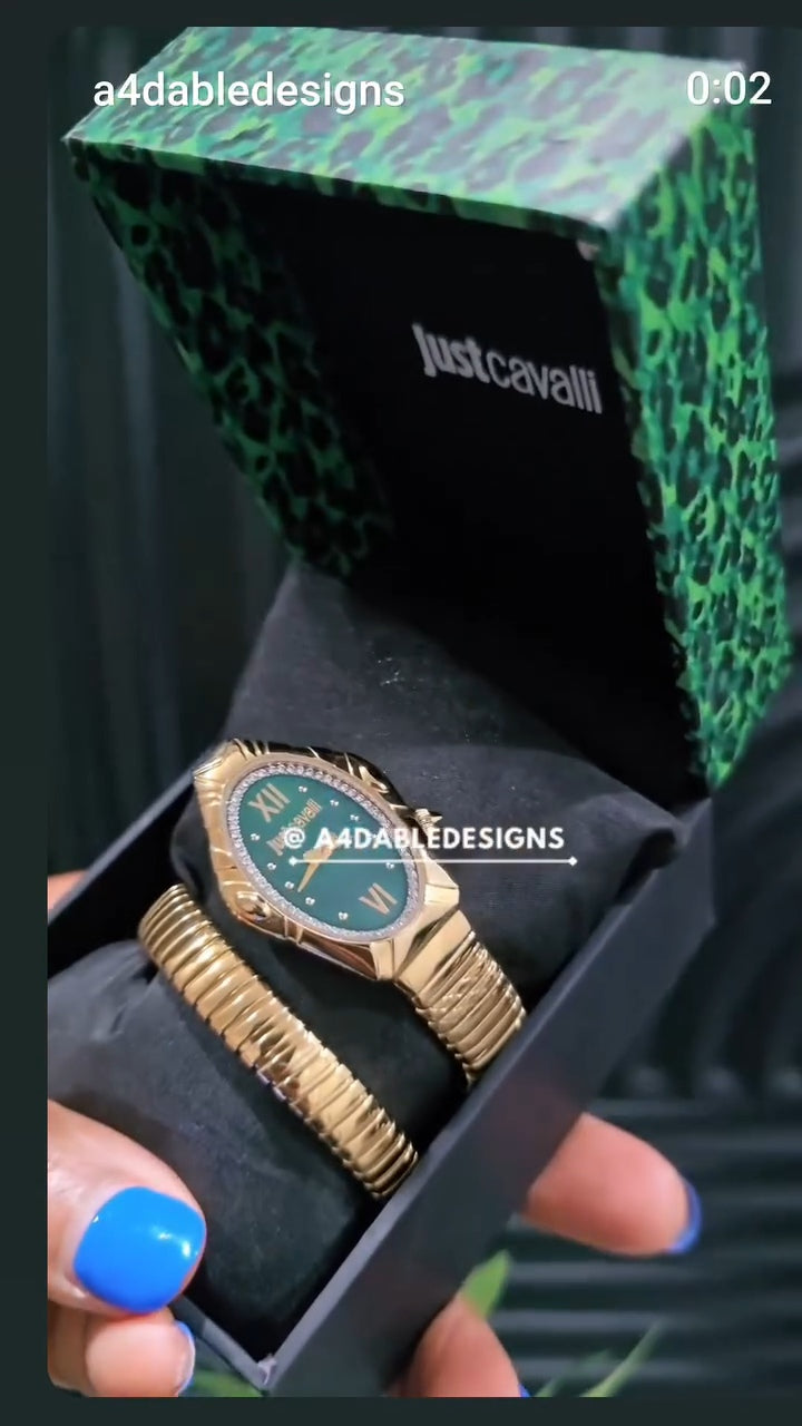 Just Cavalli Gold watch with Green Dial