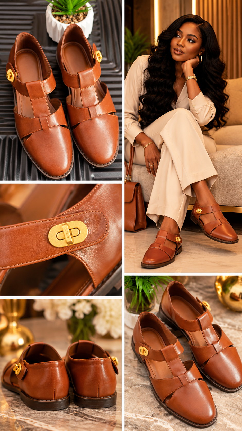 Leather Covered Sandals Brown