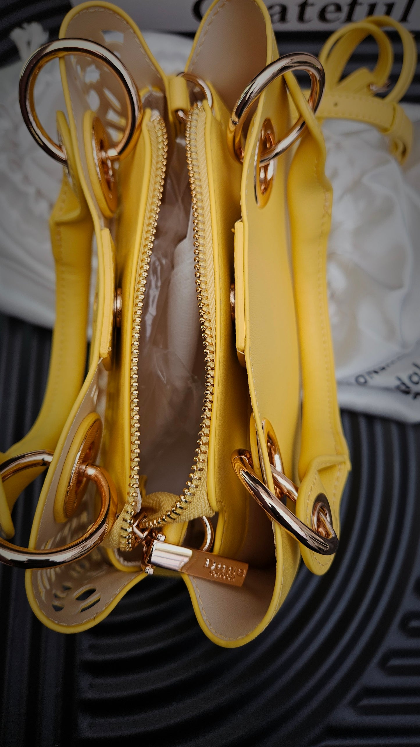Dune Yellow Cut Out Crossbody Bag - Authentic Retail Product