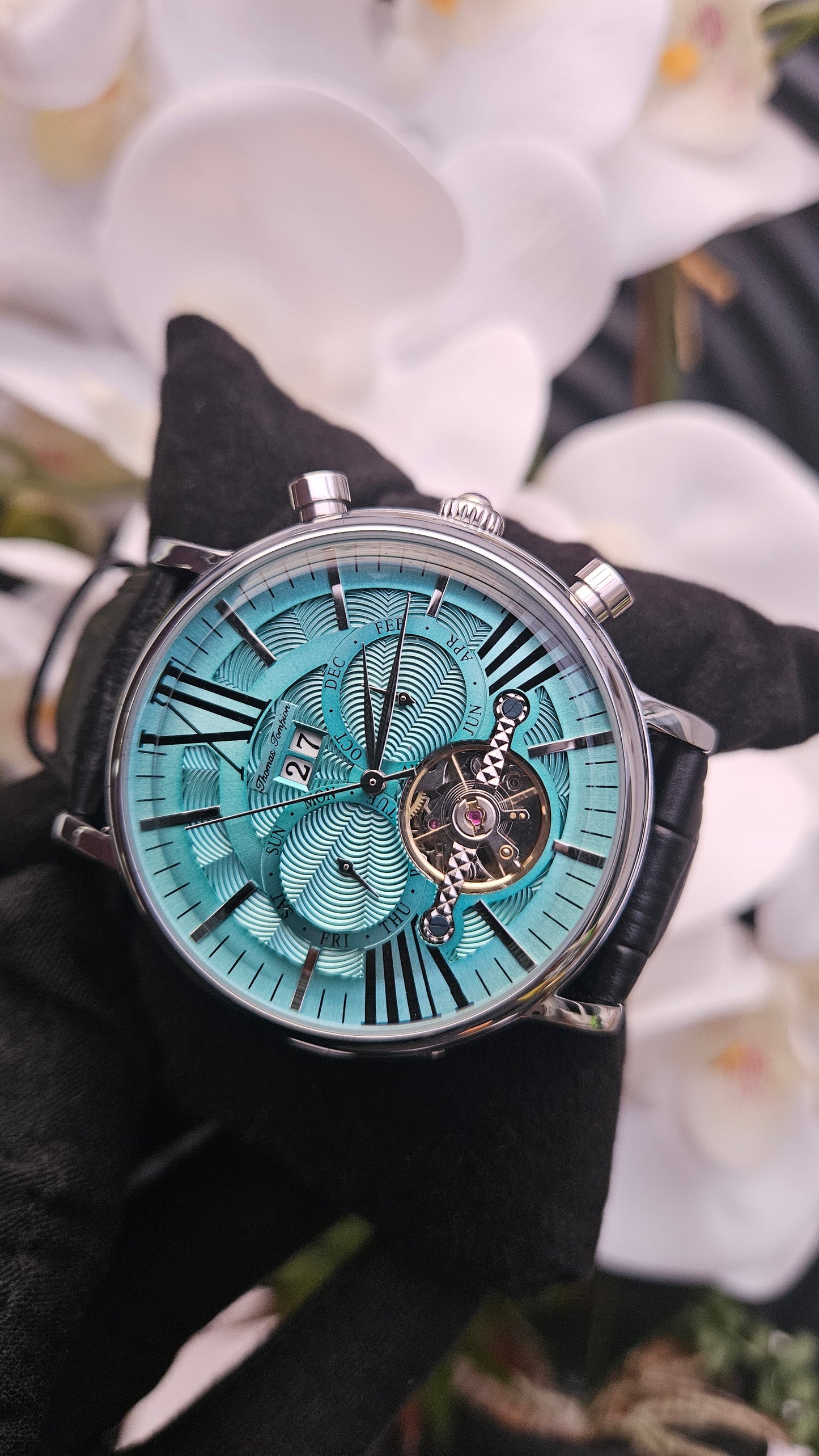 Thomas Tompion Black Leather Automatic Watch - Authentic Retail Product