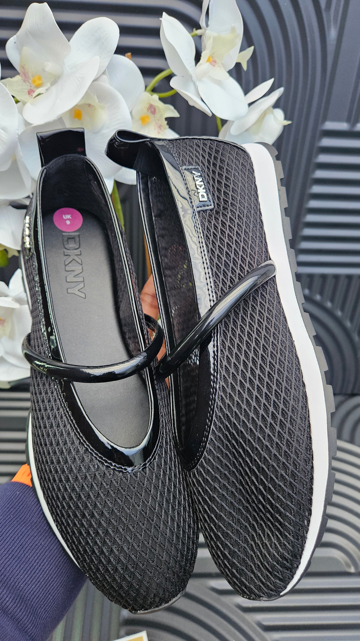 DKNY Black Mesh Slip on Trainers - Authentic Retail Product