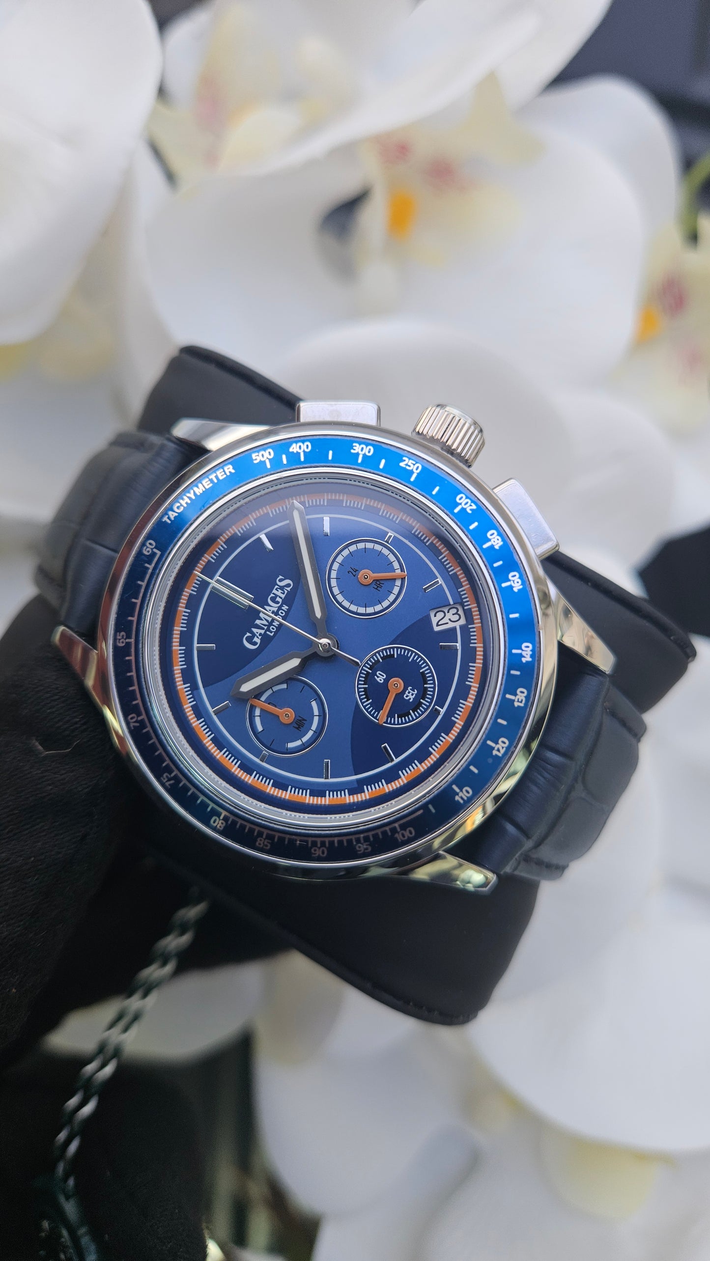 Blue Leather Chronograph Watch