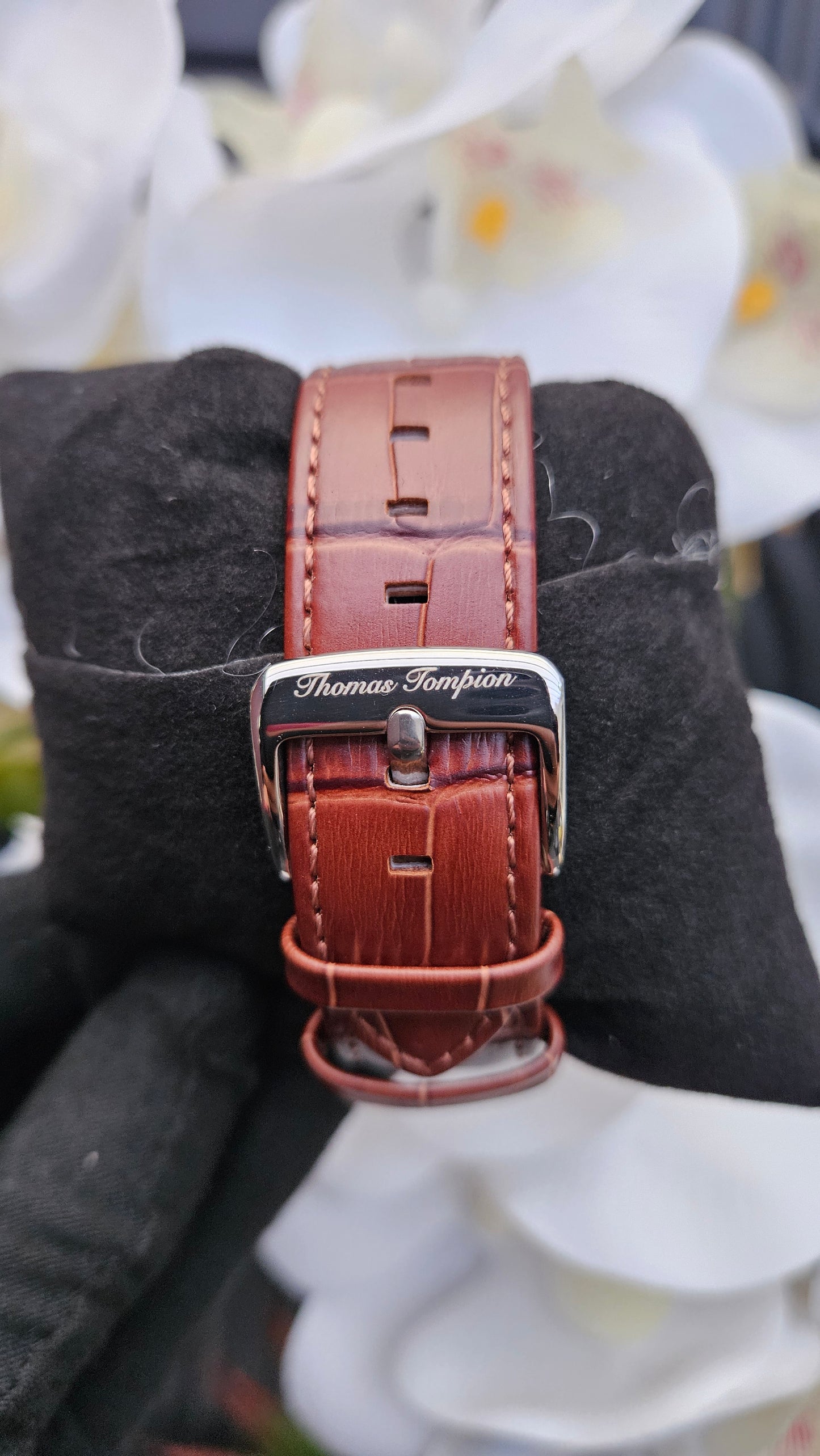 Thomas Tompion Brown Leather Automatic Watch -Authentic Retail Product