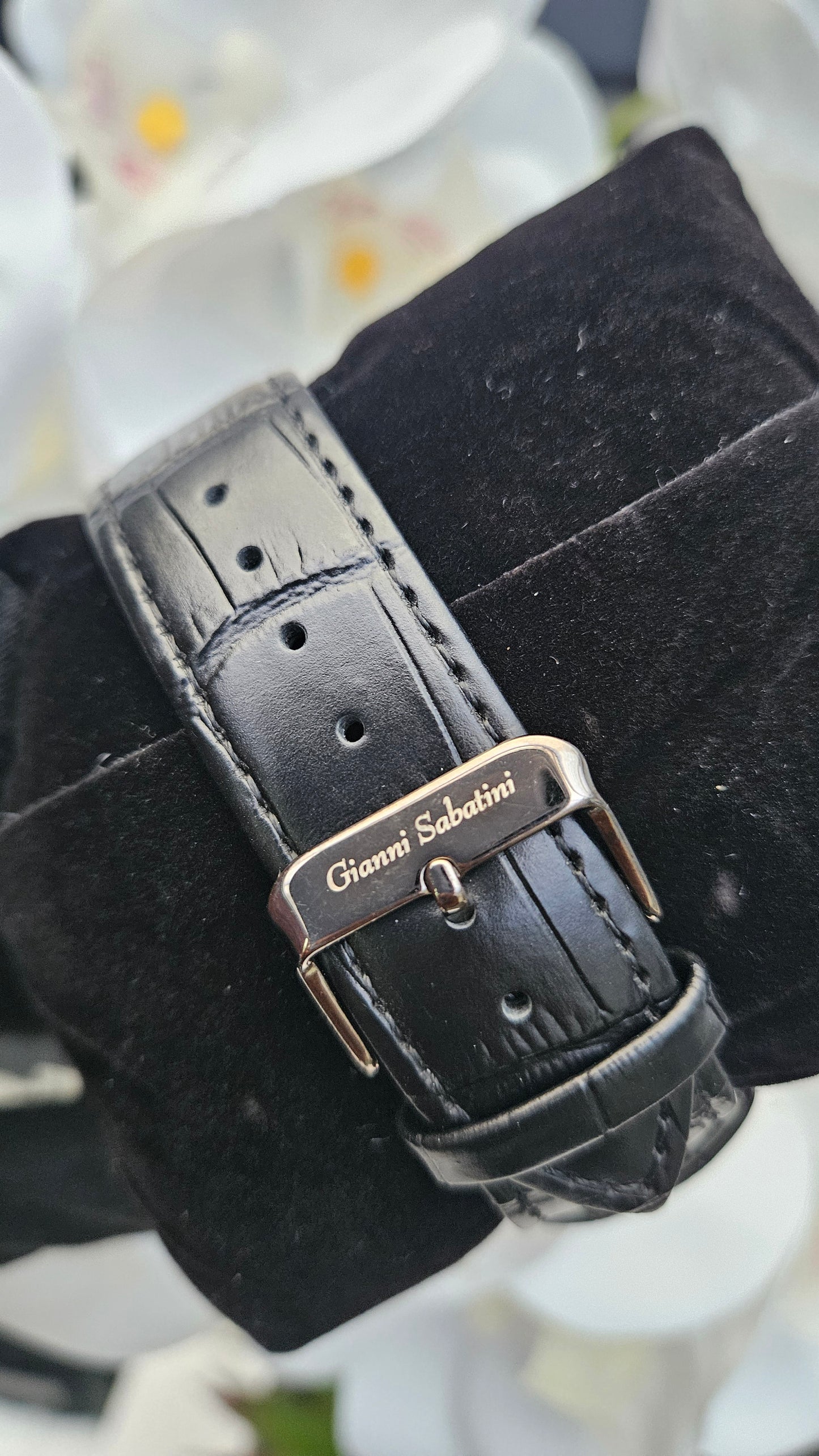 Black Leather Self Winding Watch