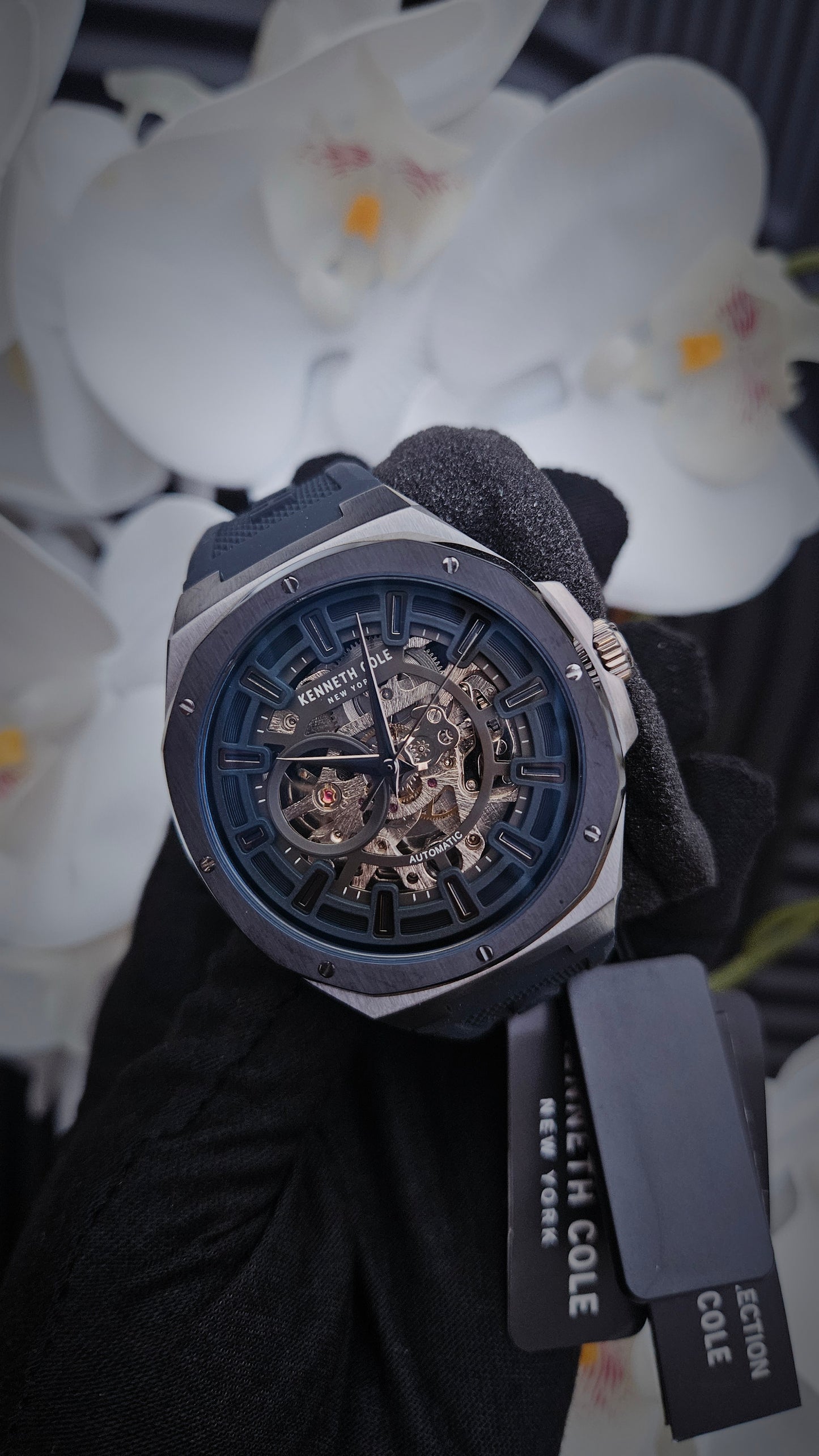 Kenneth Cole Navy & Gunmetal Tone Automatic Skeleton Watch