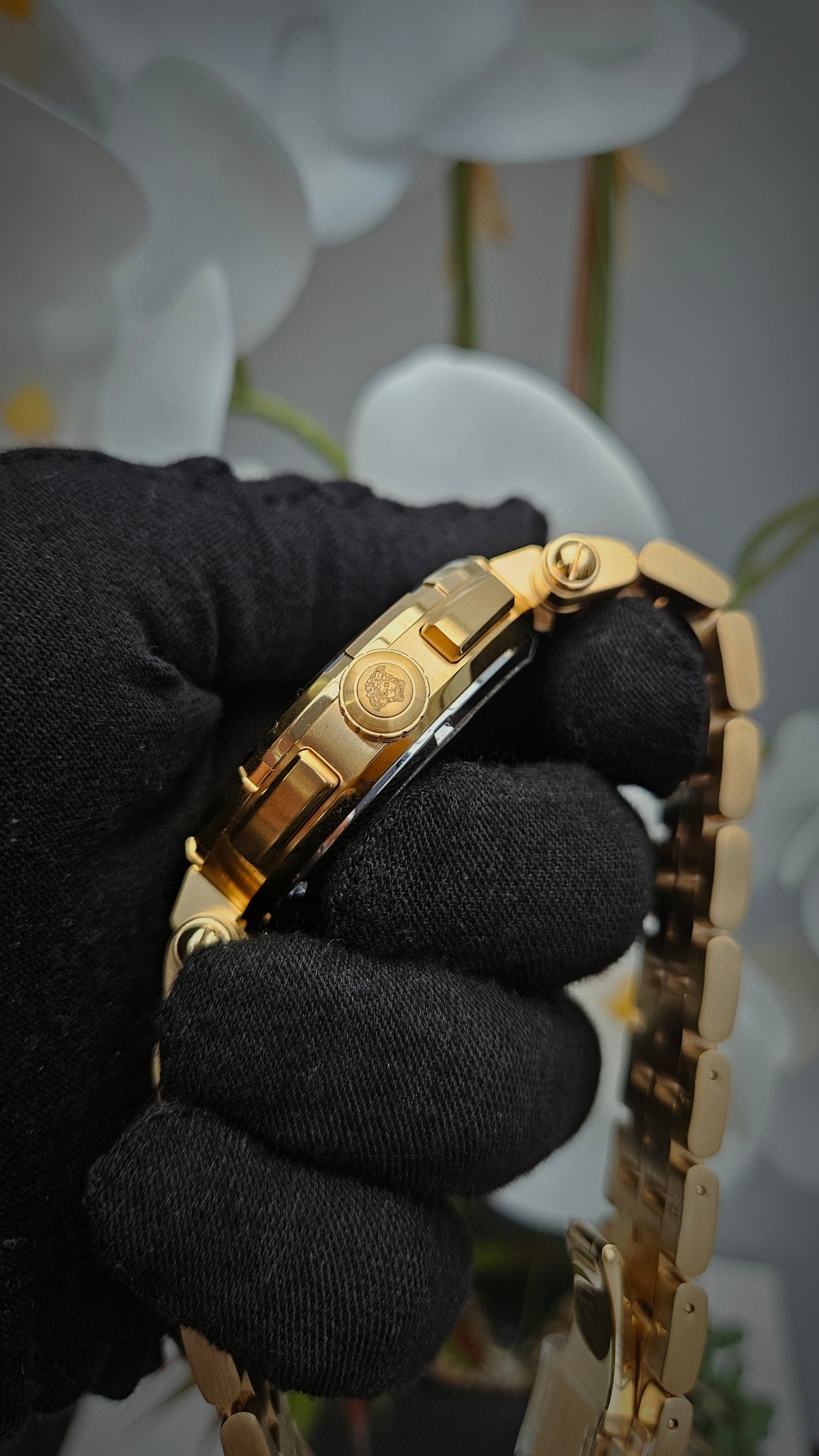Versace Chronograph Gold and Black Watch