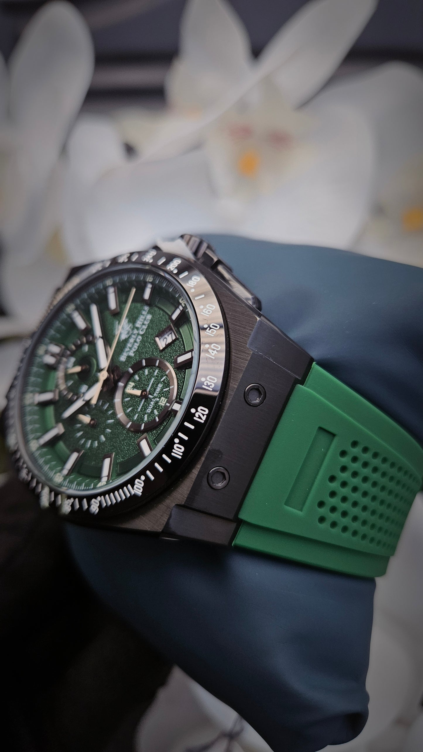 Beverly Hills Polo Club Green Silicon Strap Watch -Authentic Retail Product