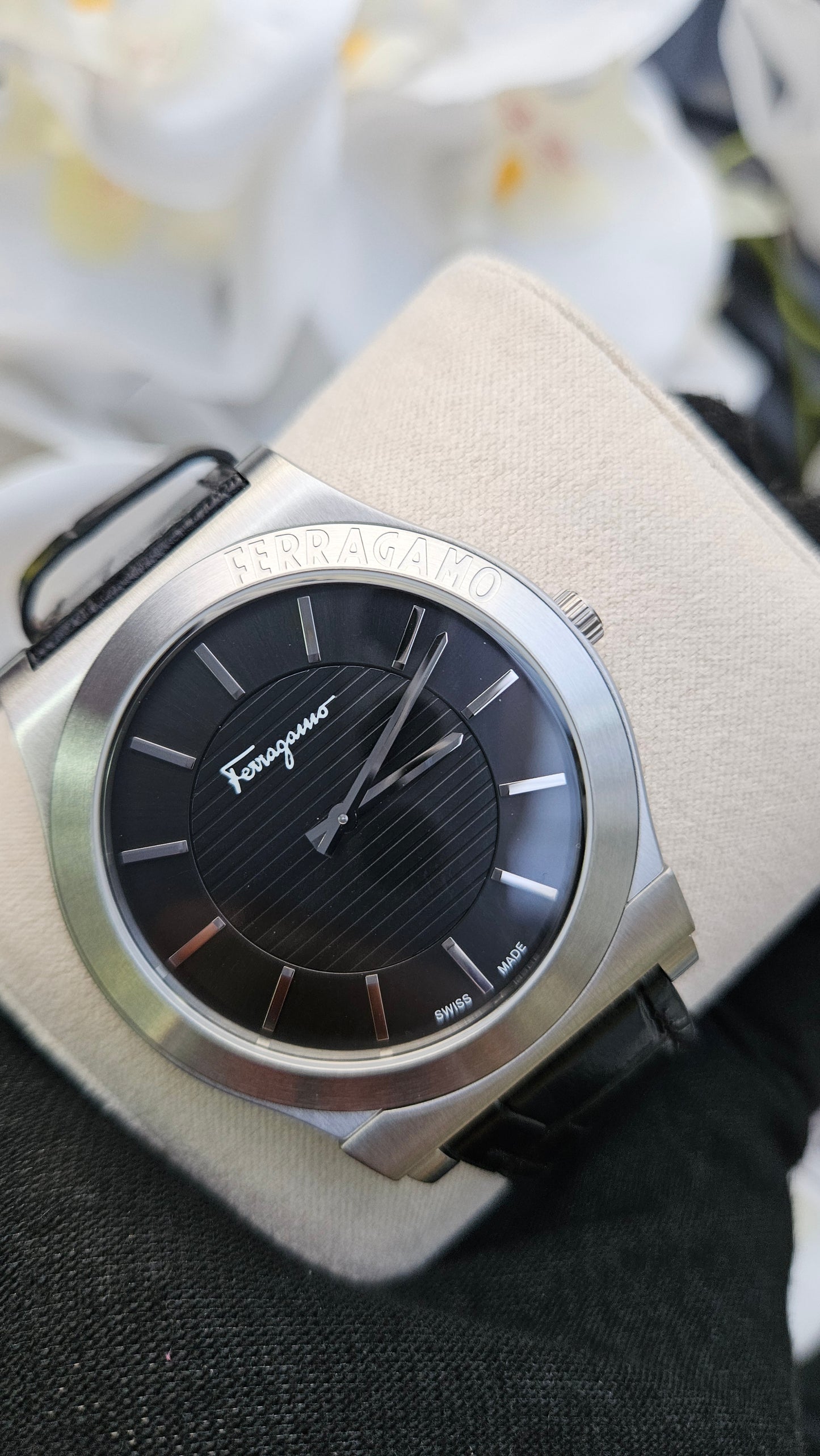 Black Leather Gents Watch - Authentic Retail Product