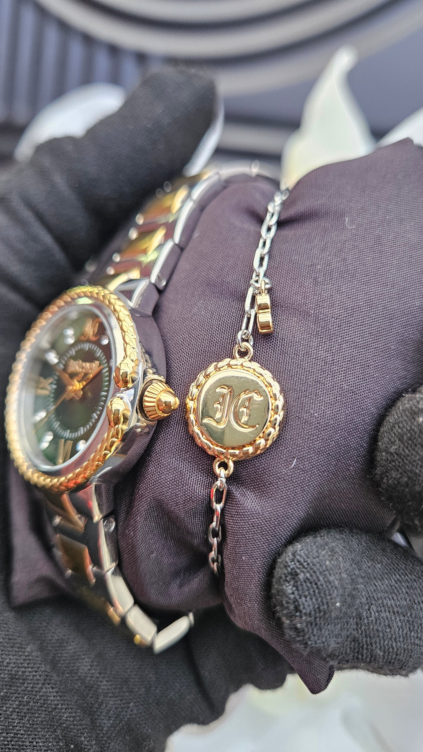 J.C Green Dial Watch & Bracelet Set