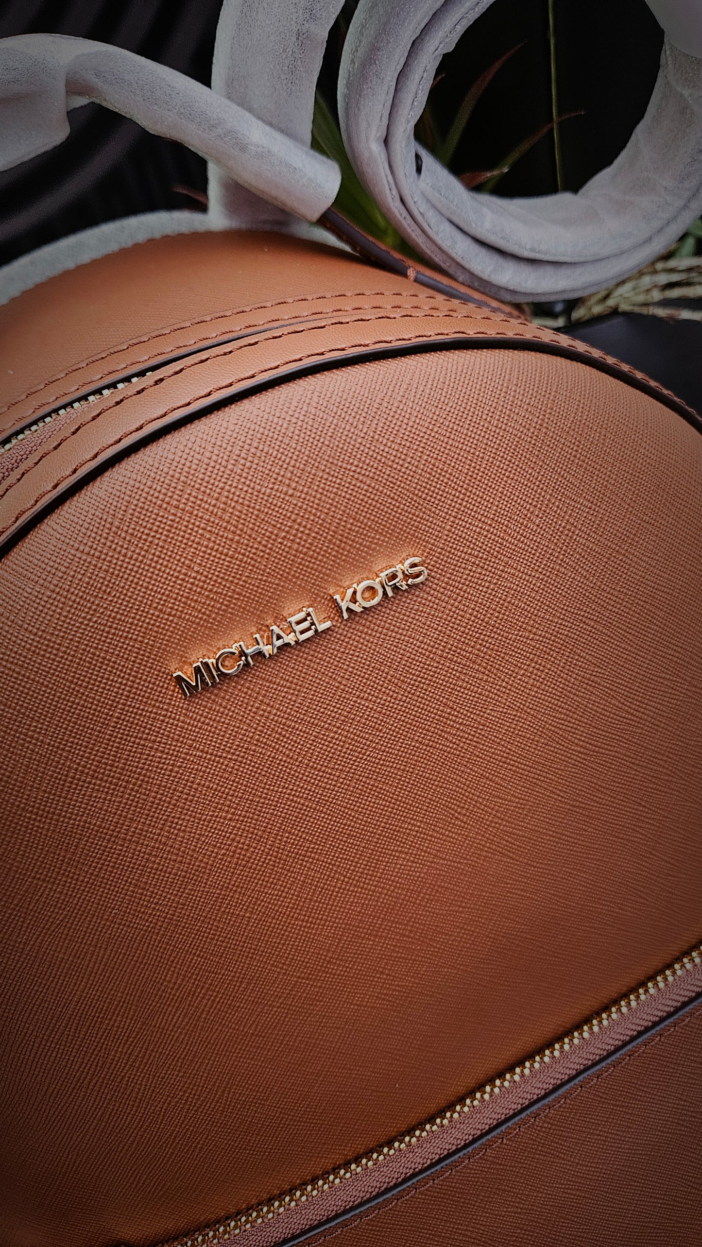 MK Brown Logo Detail Backpack - Authentic Retail Product