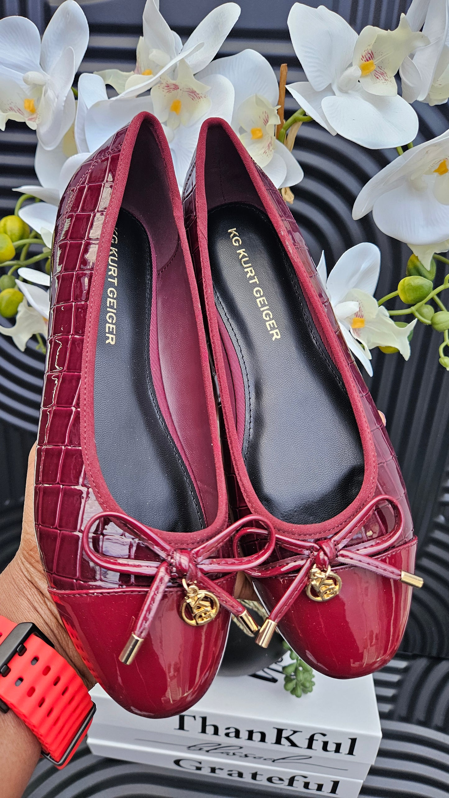 KG Wine Flat Shoe With Bow Details