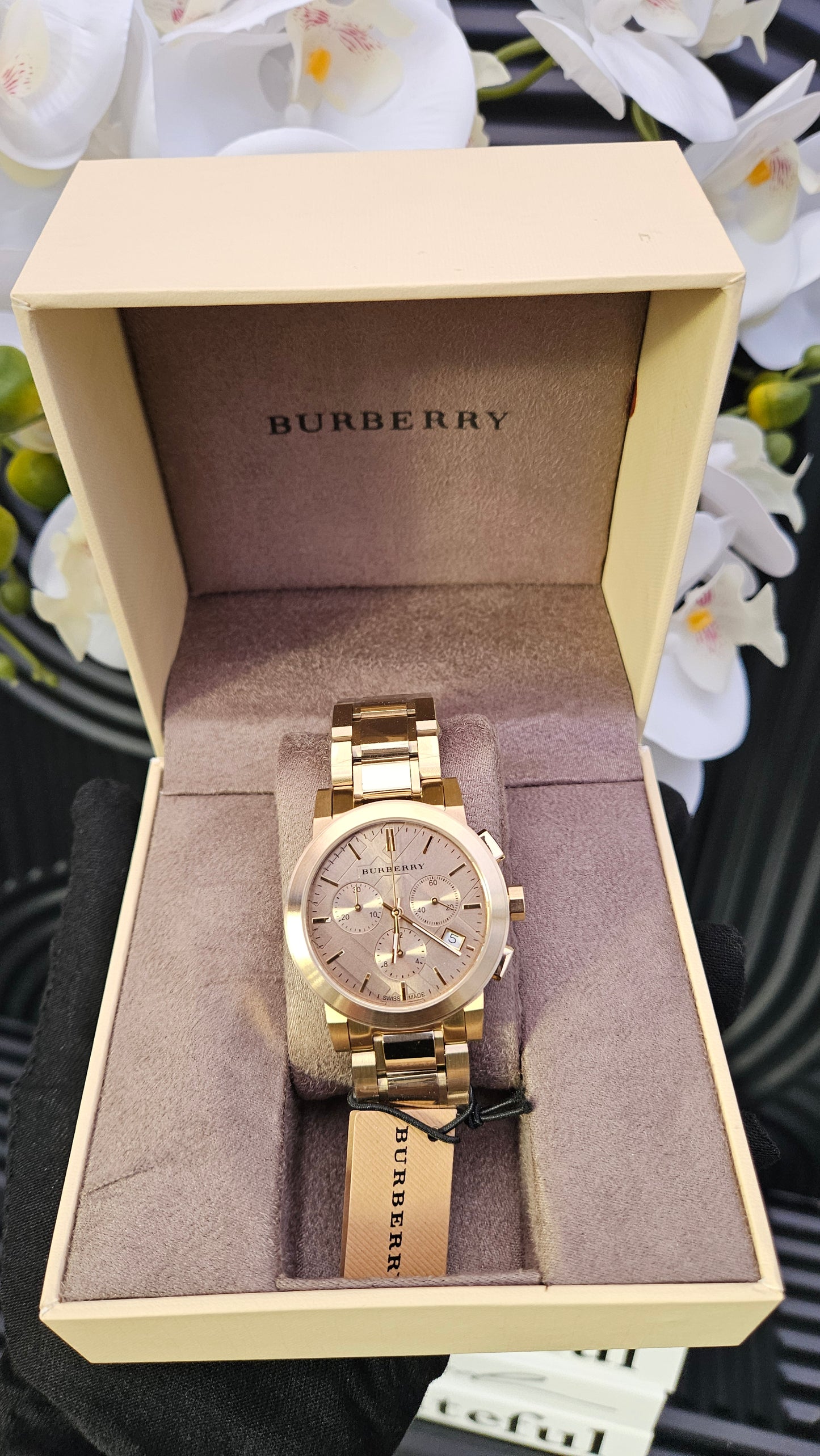 Burberry UNISEX Gold Tone Chronograph 38mm Watch