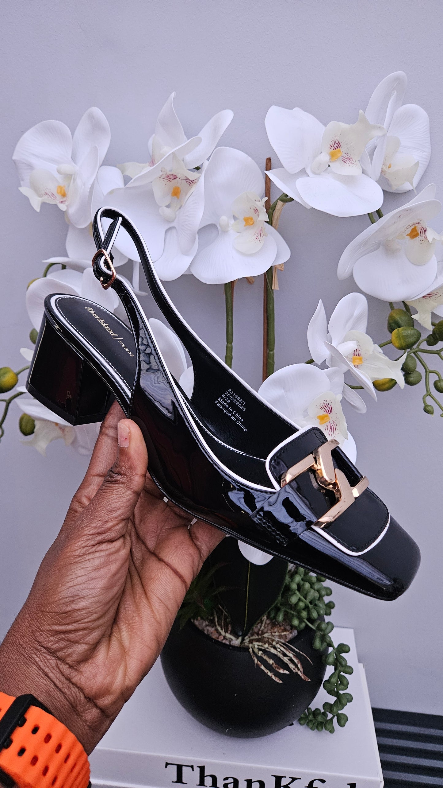 Black Buckle Slingback Heels