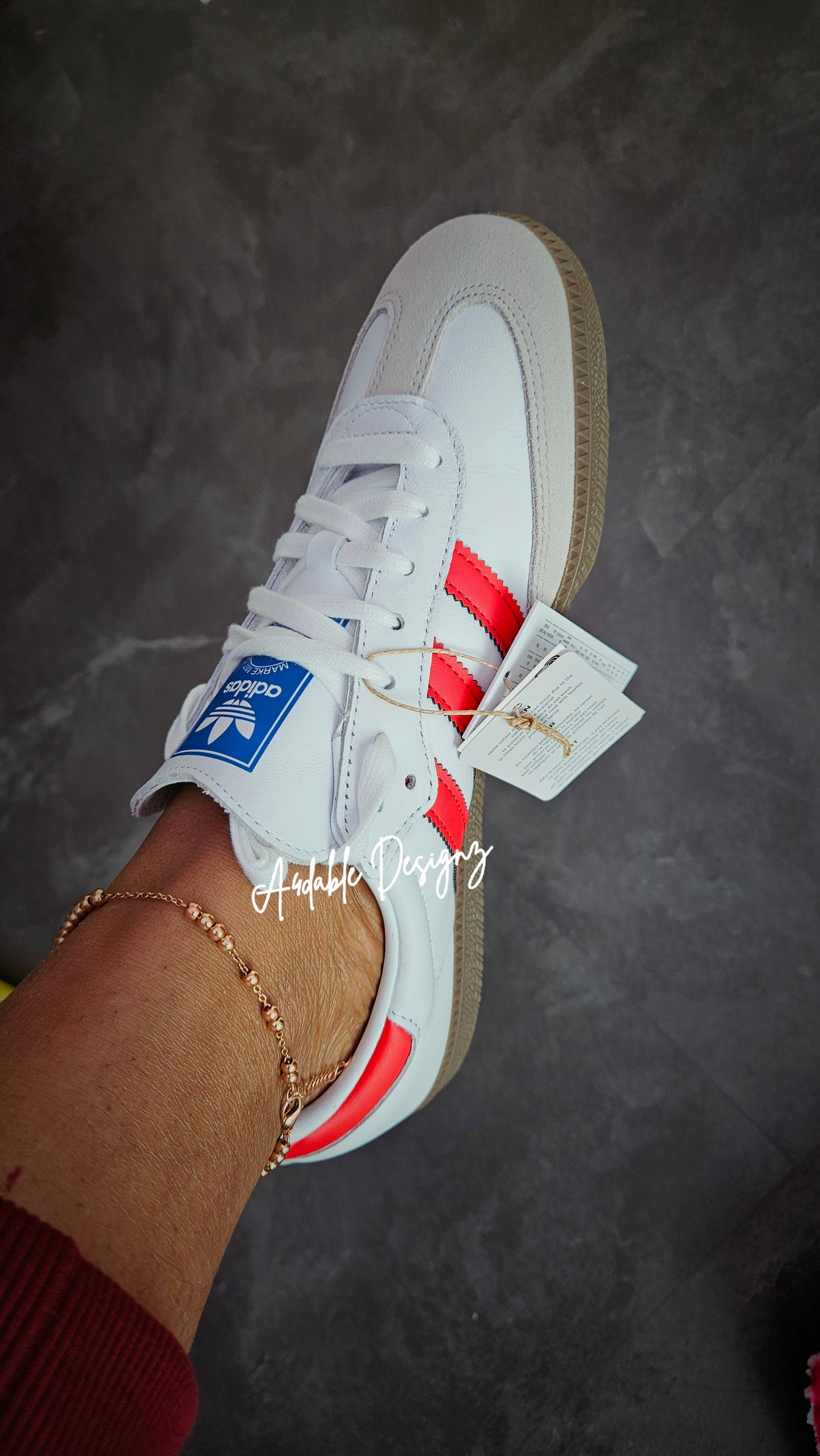 Best Selling Striped Unisex Sneakers in Red detail