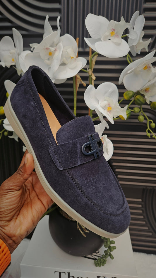 Navy Suede Loafers