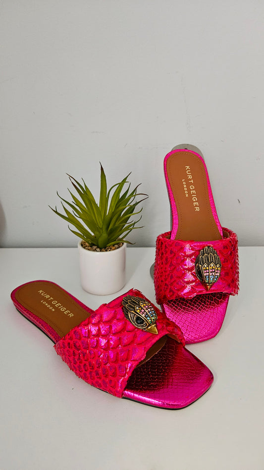 Kurt Geiger Snake Print Fuschia Sandal