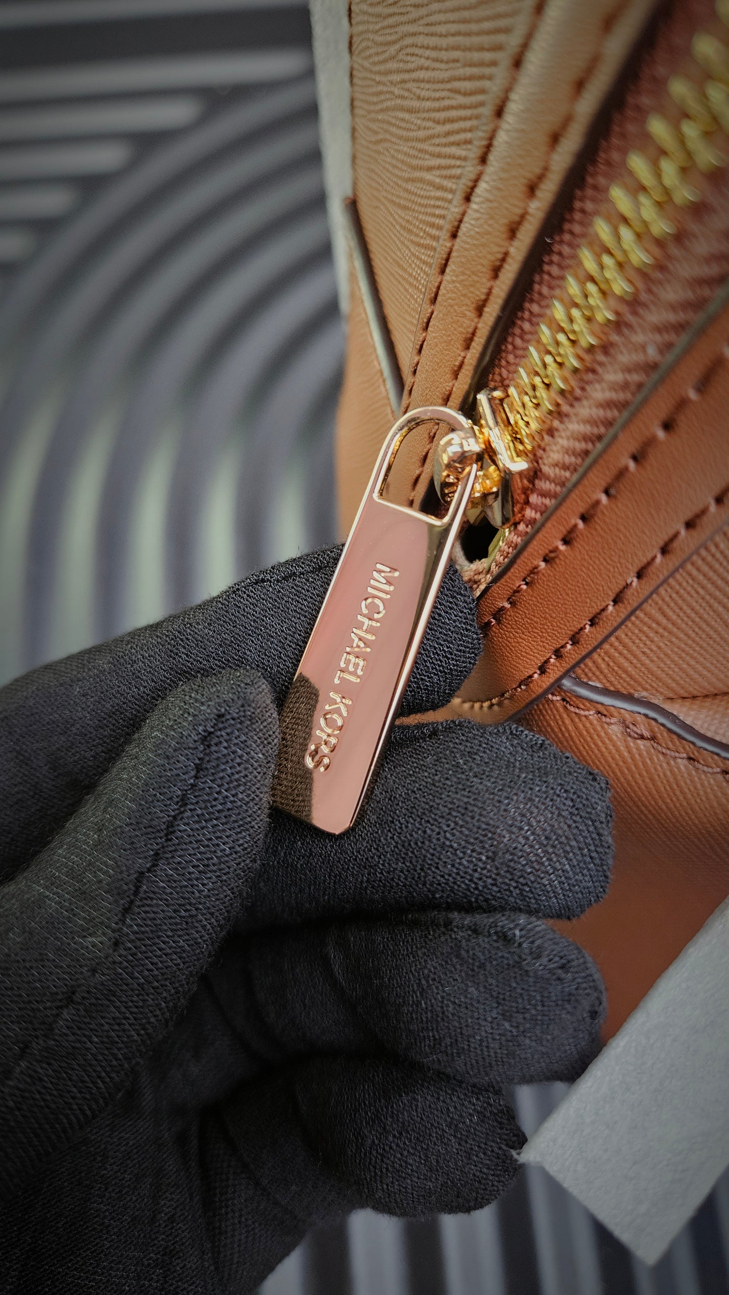 MK Brown Logo Detail Backpack - Authentic Retail Product