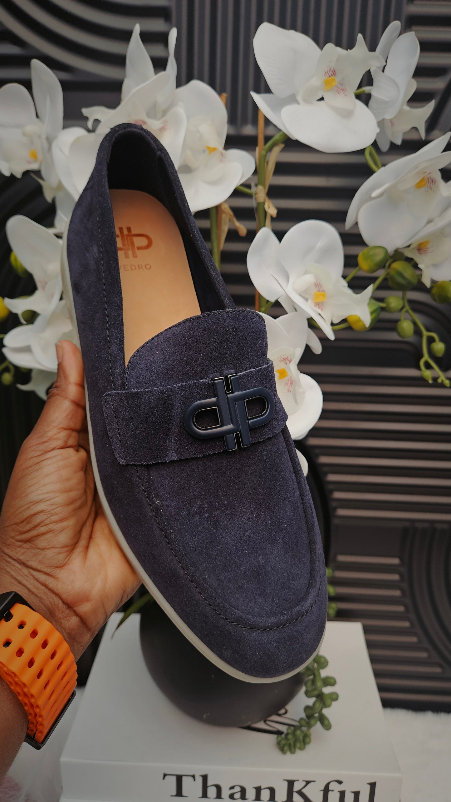 Navy Suede Loafers