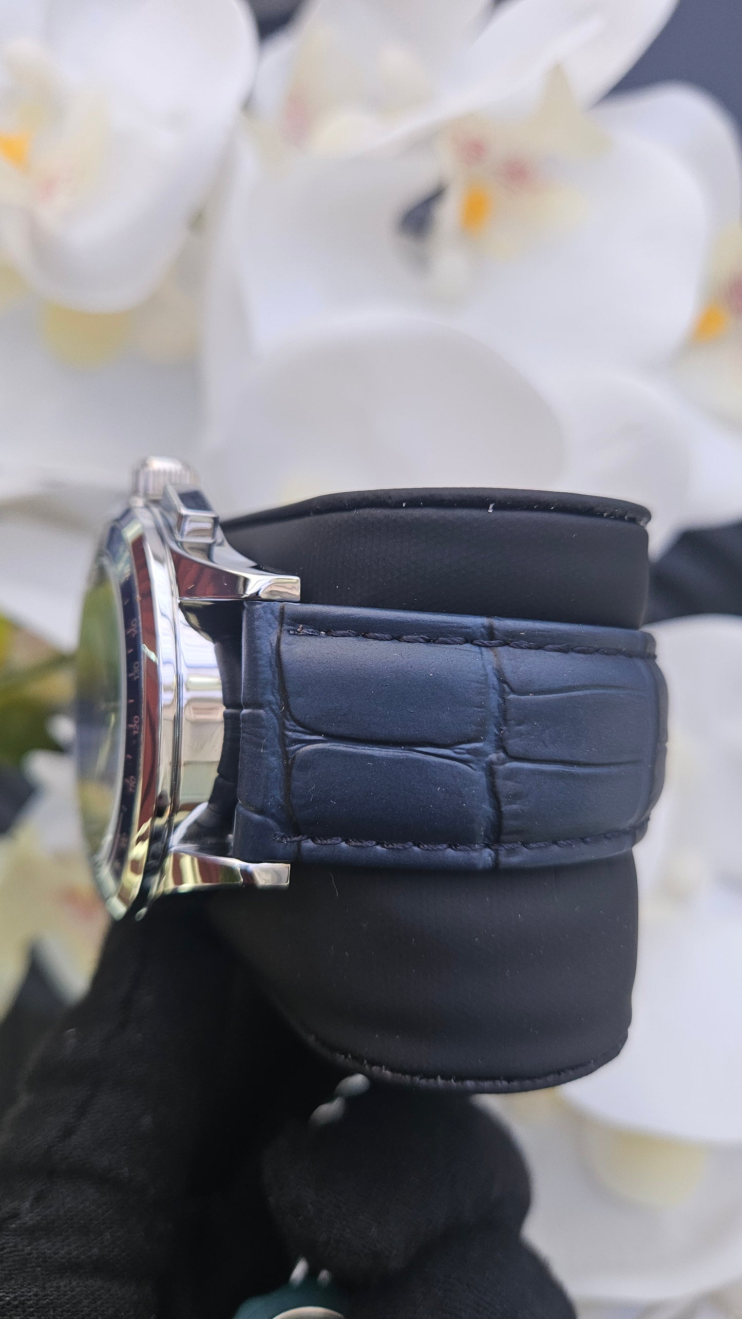Blue Leather Chronograph Watch