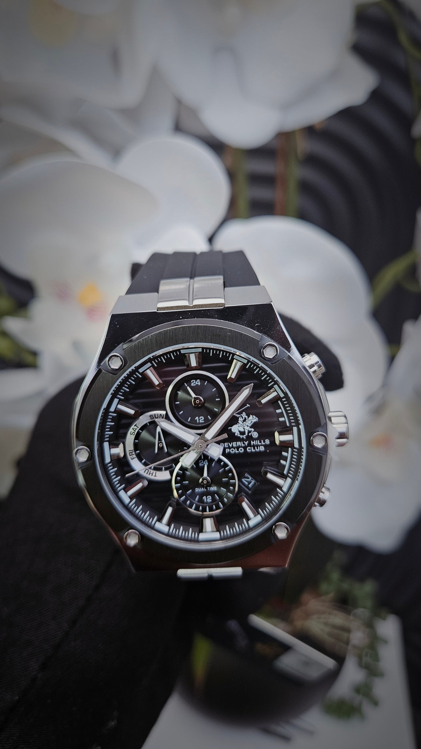 Beverly Hills Polo Club Black Silicon Strap Watch -Authentic Retail Product