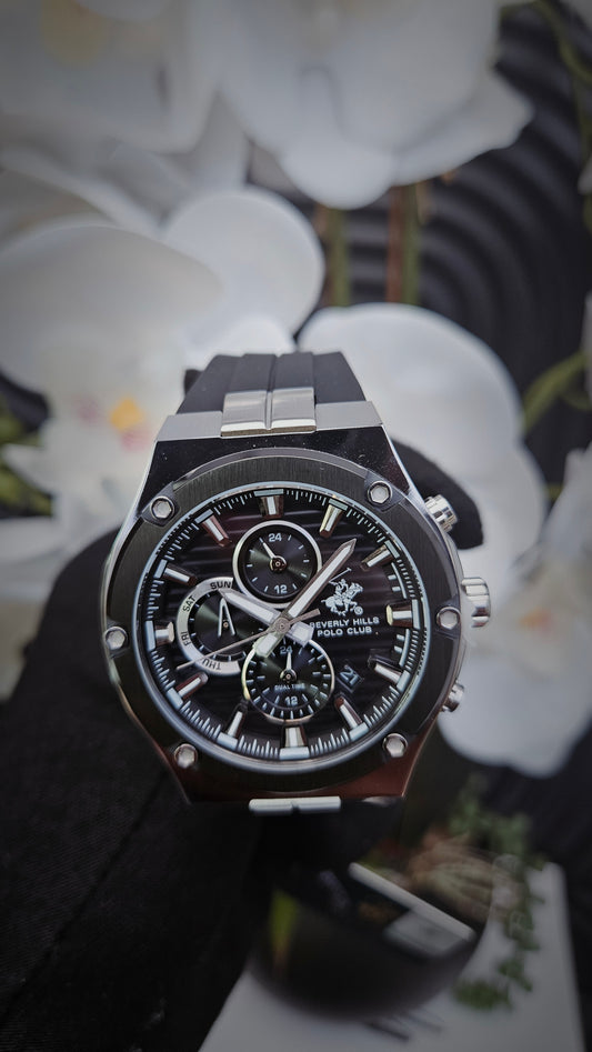 Beverly Hills Polo Club Black Silicon Strap Watch -Authentic Retail Product
