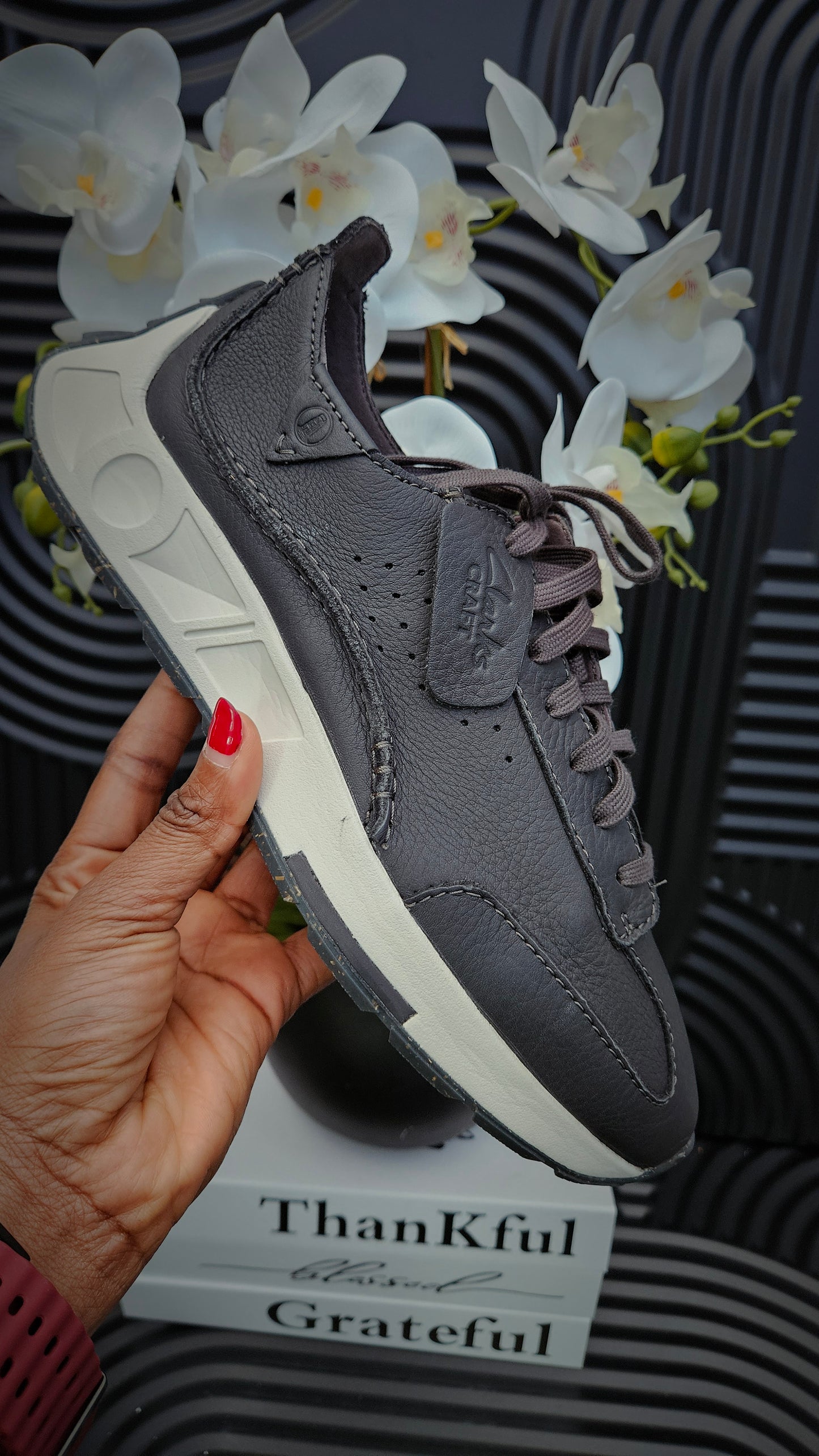 CLARKS Leather Sneakers with Rubber Outsole